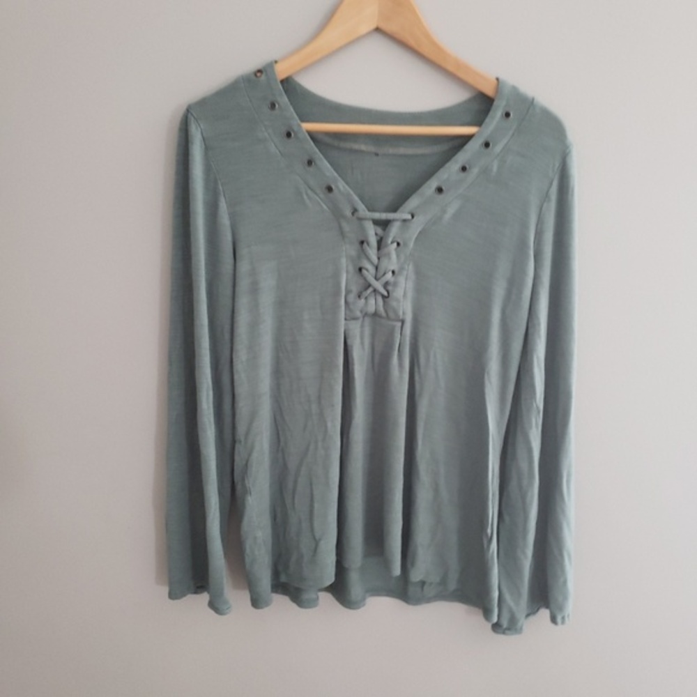 Blue grey vneck henley size large
